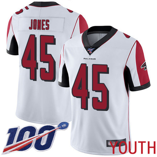 Atlanta Falcons Limited White Youth Deion Jones Road Jersey NFL Football #45 100th Season Vapor Untouchable->atlanta falcons->NFL Jersey